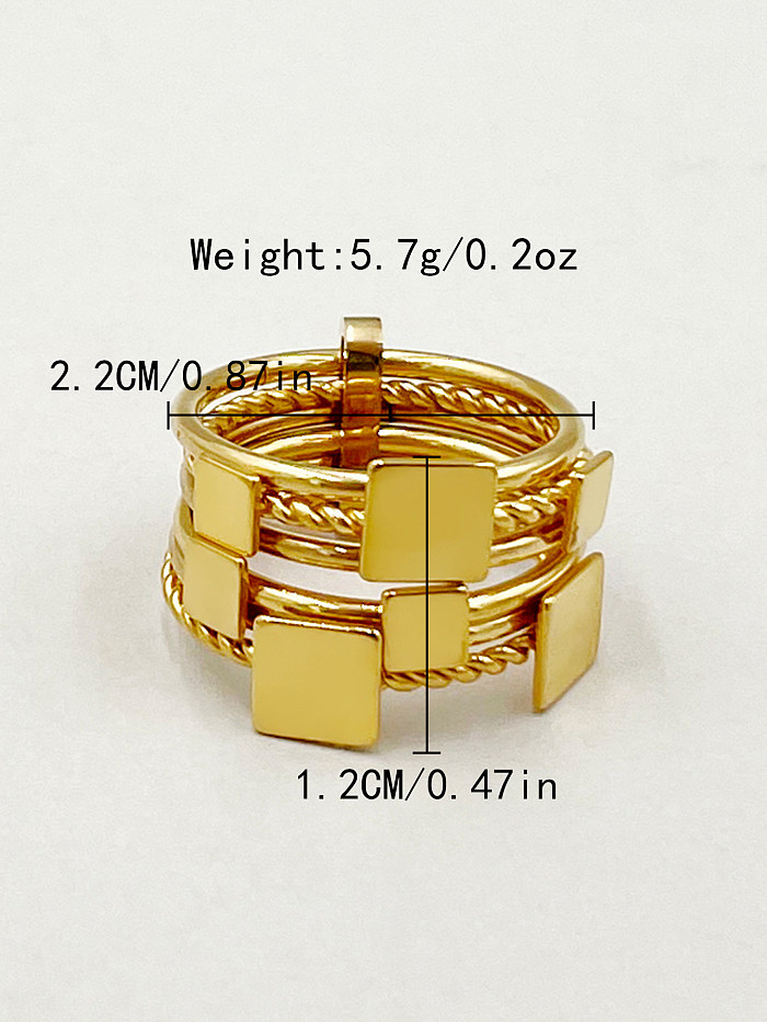 Simple Style Commute Square Solid Color Stainless Steel Plating Gold Plated Rings
