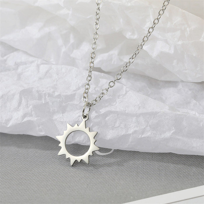 Korea Simple Alloy Hollow Sun Moon Asymmetric Earrings Necklace Wholesale