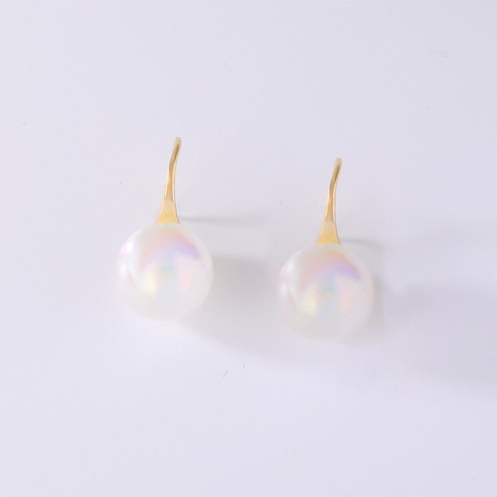 1 Pair Cute Sweet Heart Shape Inlay Copper Freshwater Pearl Drop Earrings