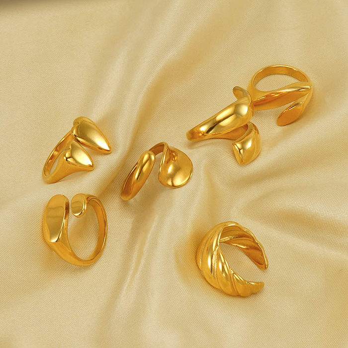 Offener Ring im IG-Stil mit geometrischer Edelstahlbeschichtung und 18-Karat-Vergoldung