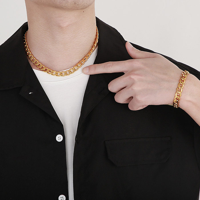 Punk Streetwear Geometrische Titan Stahl Armbänder Halskette
