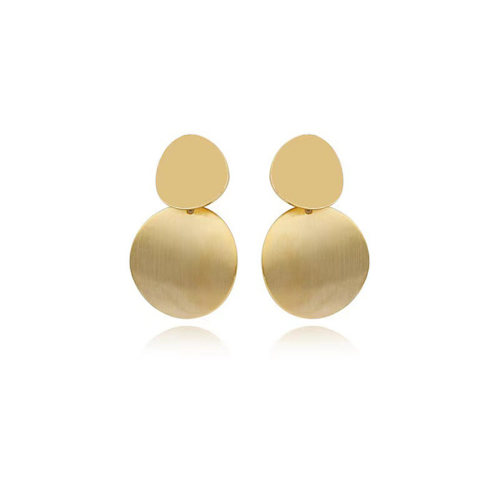 1 Pair Elegant Luxurious Round Plating Copper 24K Gold Plated Earrings
