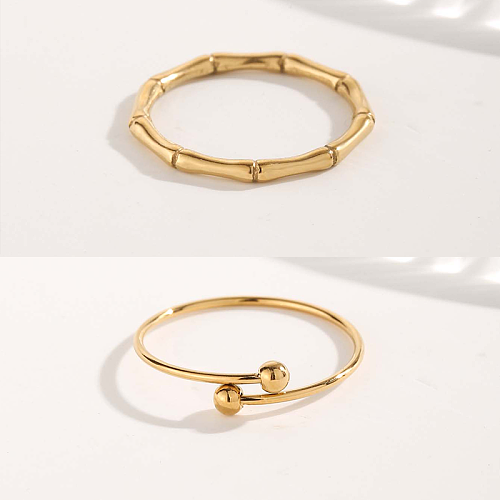 Großhandel Glam Simple Style Runde Titanstahlbeschichtung vergoldete Ringe