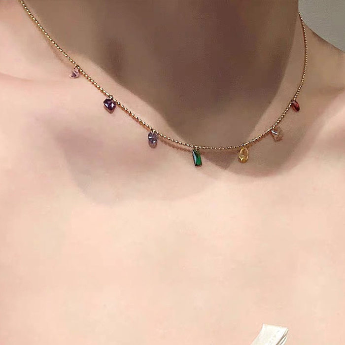 IG-Stil, geometrische Kupfer-Armband-Halskette mit künstlichen Strasssteinen