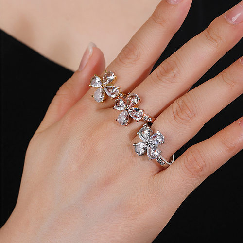 Senhora Flower Titanium Steel Artificial Gemstones Ring In Bulk