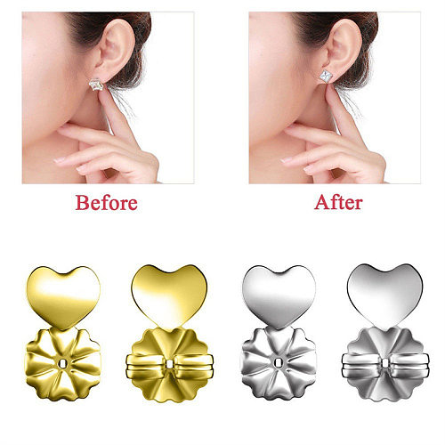 1 Pair Simple Style Four Leaf Clover Heart Shape Crown Plating Copper Ear Cuffs
