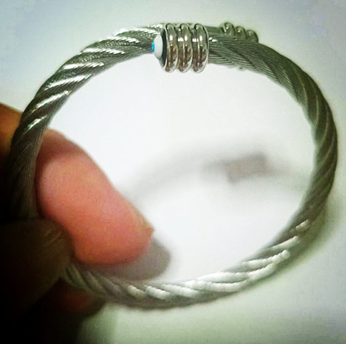 Bracelets de base rétro œil du diable en acier inoxydable, anneaux en cuivre