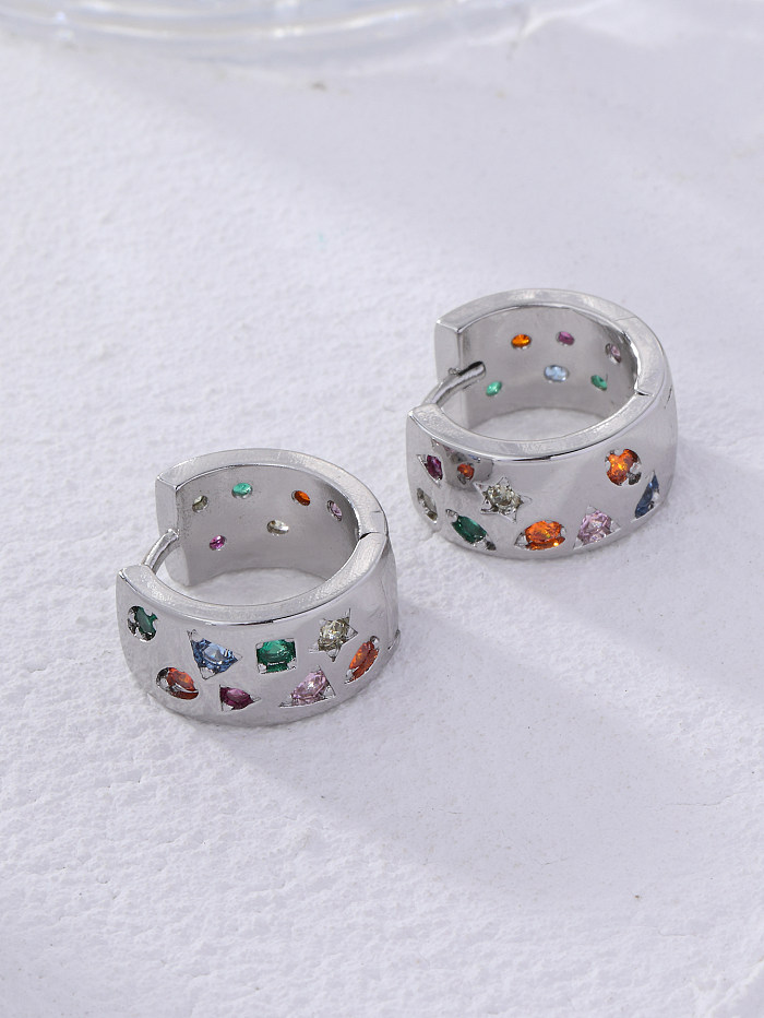 1 Pair Elegant Round Plating Inlay Copper Zircon White Gold Plated Earrings