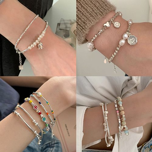 Bracelets plaqués or en forme de cœur de style simple