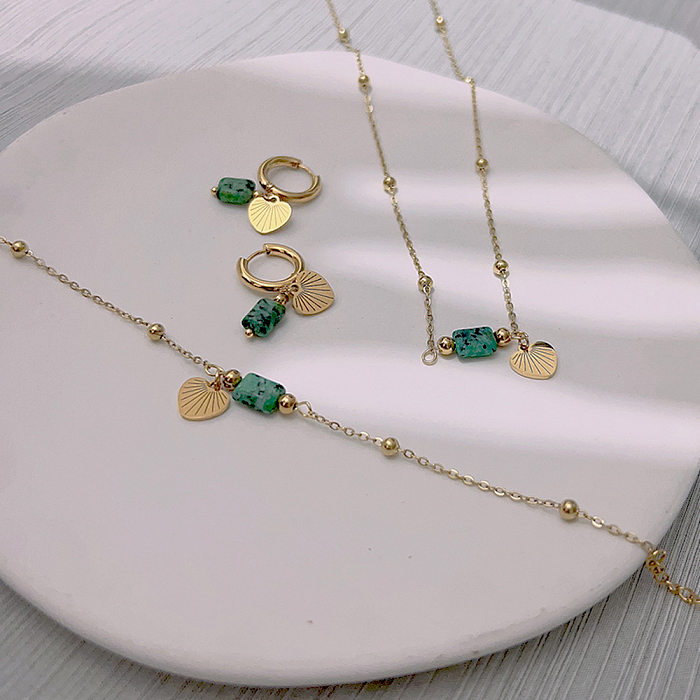 Conjunto de joias de chapeamento de aço inoxidável em formato de coração de estilo simples
