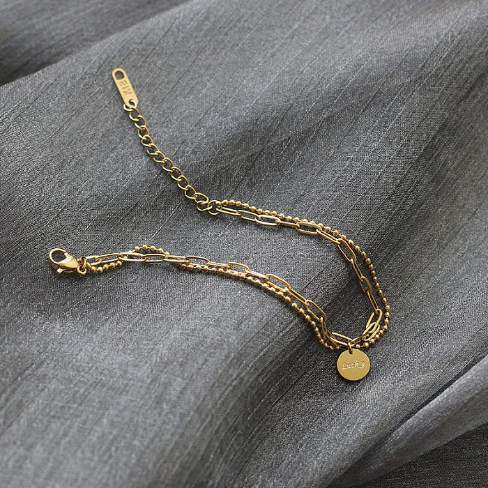 Retro Round Brand Double Round Bead Bracelet Necklace Set