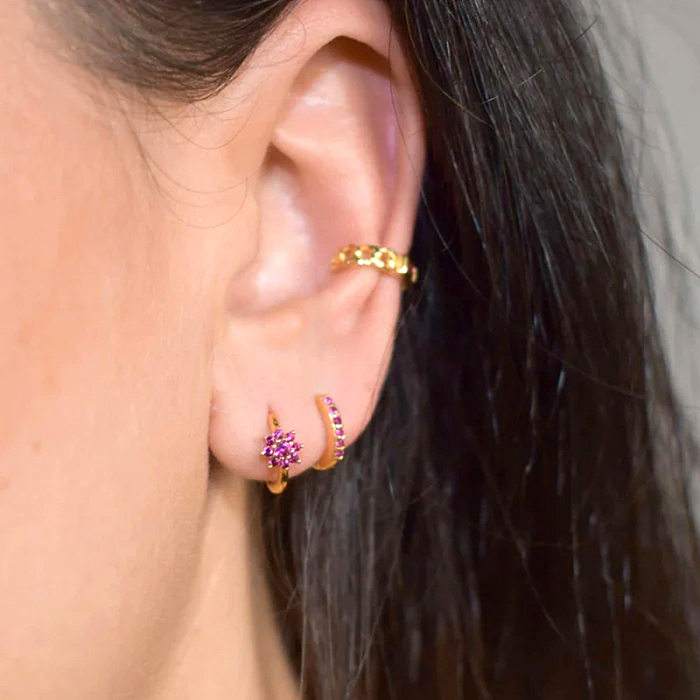 1 Pair Sweet Simple Style Flower Copper Plating Inlay Zircon Earrings
