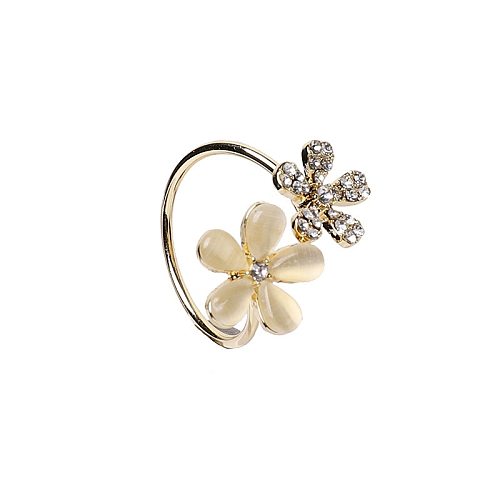 Sweet Flower Copper Rhinestones Opal Open Ring In Bulk
