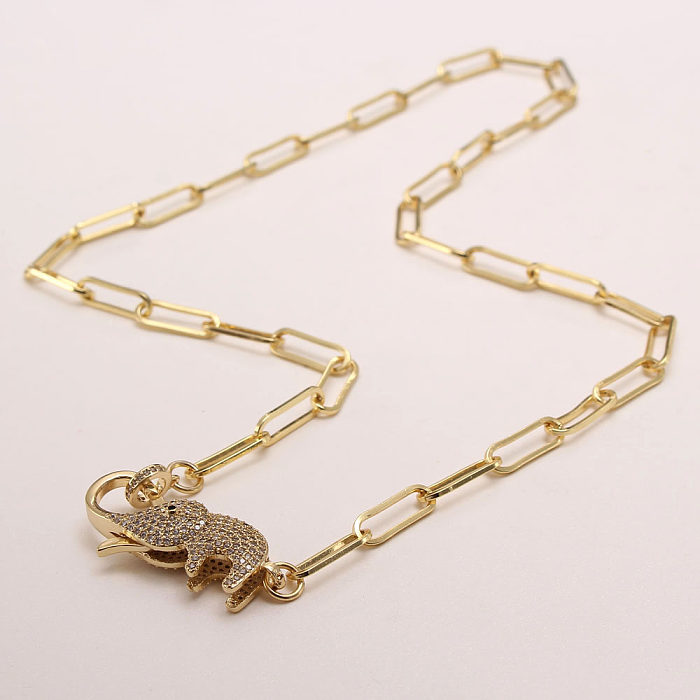 IG Style Elefanten-Kupferbeschichtung, Inlay, Zirkon, vergoldete Armbänder, Halskette