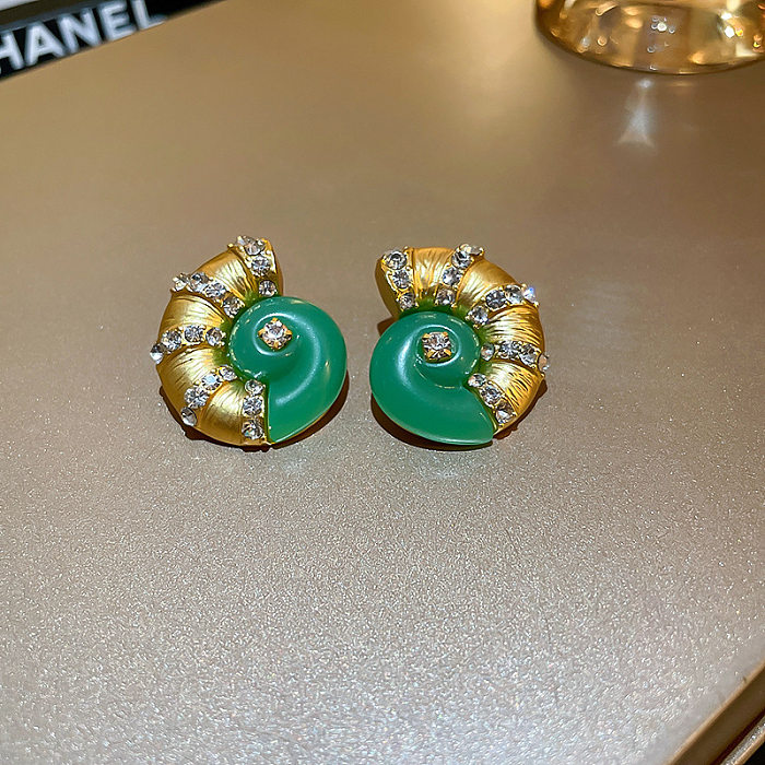 1 Pair Retro Heart Shape Flower Butterfly Inlay Copper Rhinestones Pearl Earrings