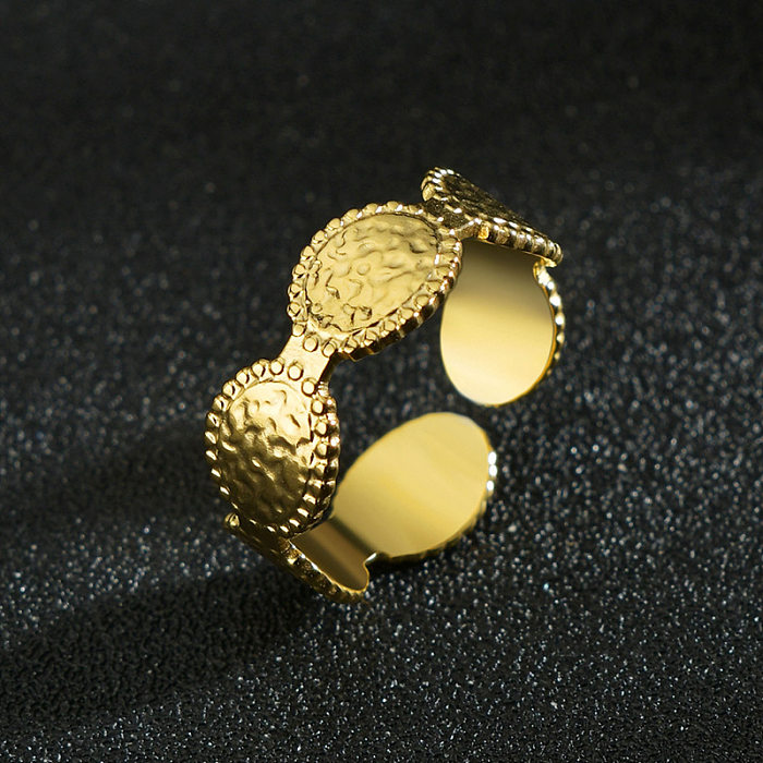 خاتم ذهبي جديد بيضاوي بسيط من الفولاذ المقاوم للصدأ