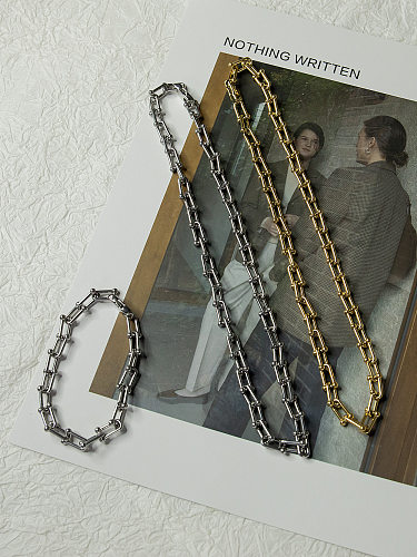 Bracelets plaqués or en acier titane en forme de U de style simple hip-hop