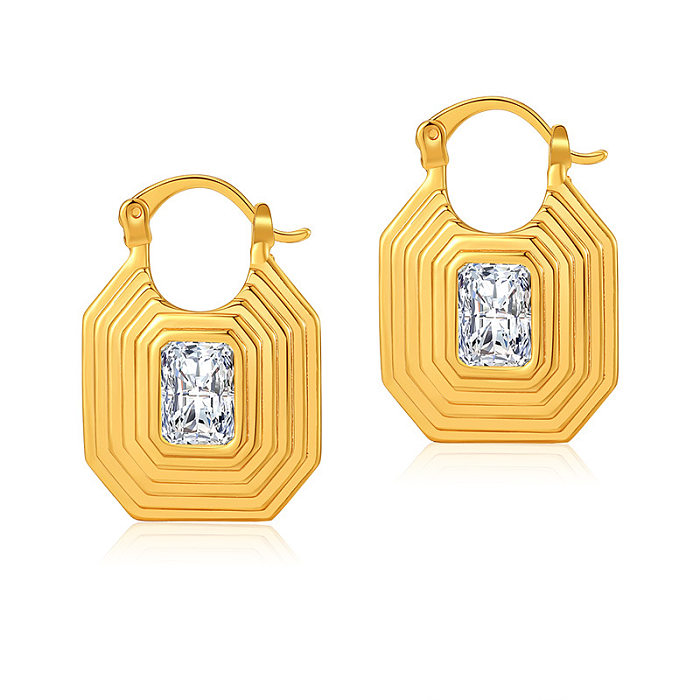 1 Pair Casual Geometric Copper Plating Inlay Zircon 18K Gold Plated Earrings