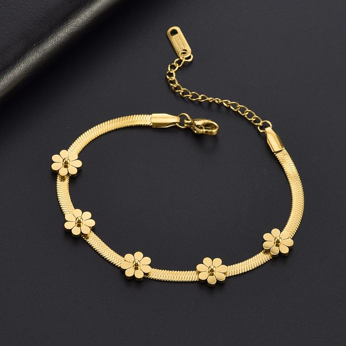 Cute Sweet Daisy Titanium Steel Plating 18K Gold Plated Bracelets Anklet