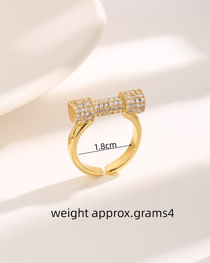 Luxurious Modern Style Cross Copper Plating Inlay Zircon 18K Gold Plated Rings