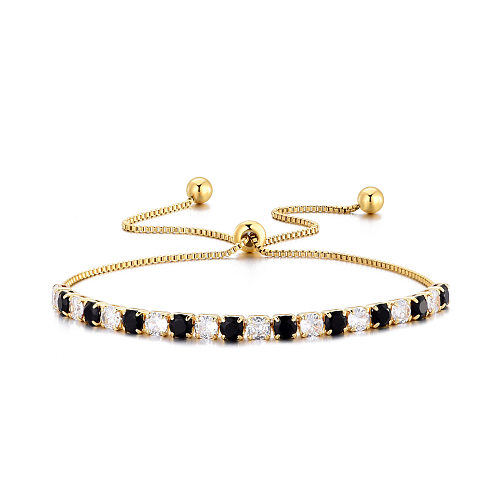 Pulseras de circón con incrustaciones de cobre redondas de estilo simple