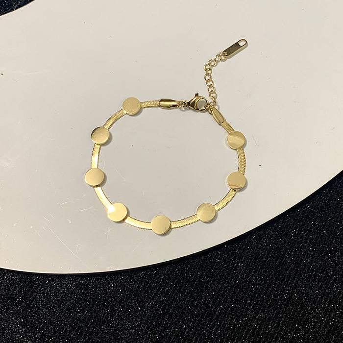 Elegant Round Solid Color Titanium Steel Bracelets Necklace