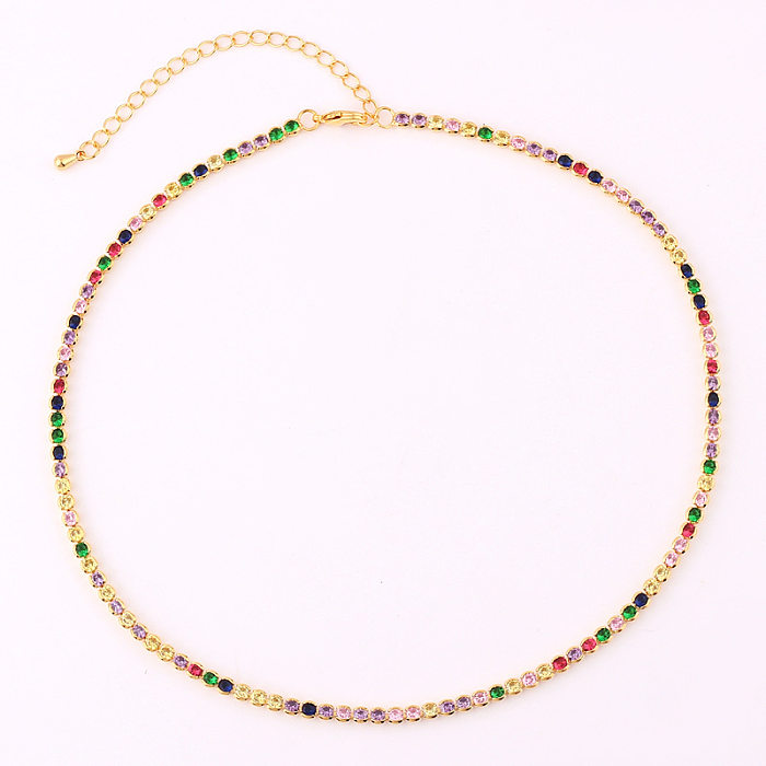 Glänzende geometrische Kupfer-vergoldete Zirkon-Halskette