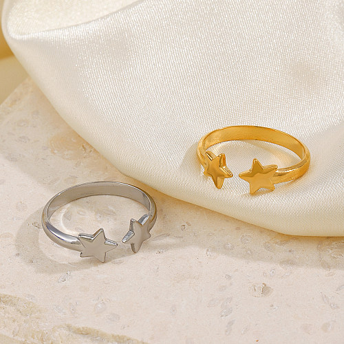 Offene Ringe im IG-Stil mit Retro-Pentagramm-Edelstahlbeschichtung und 18-Karat-Vergoldung
