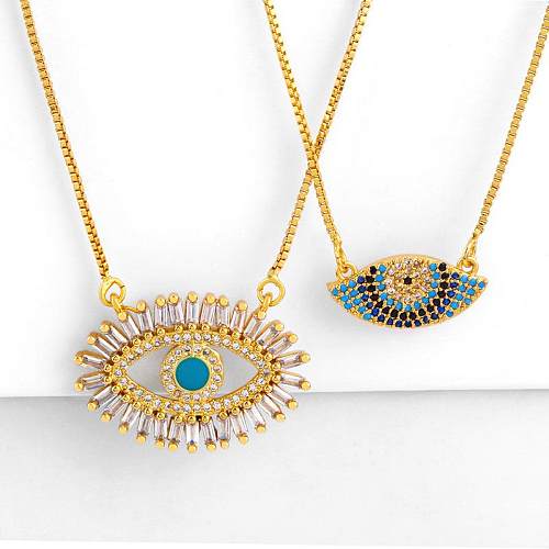 Hot Sale Micro Inlaid Color Zircon Choker Necklace Retro Fashion Eyes Copper Jewelry Necklace