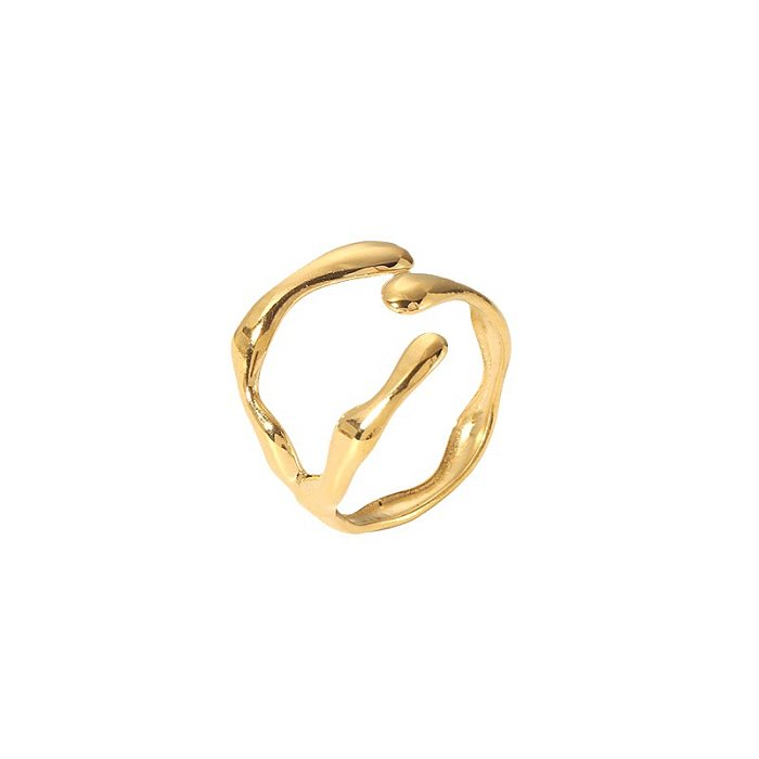 Modern Style African Style Solid Color Stainless Steel Plating 18K Gold Plated Open Rings