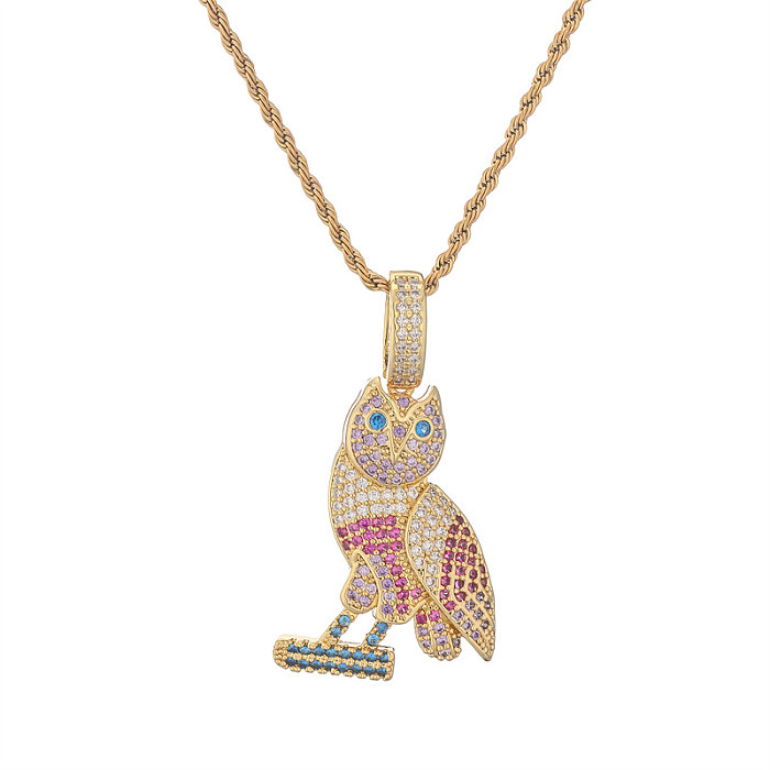 IG Style Simple Style Animal Stainless Steel Copper Plating Inlay Zircon Gold Plated Pendant Necklace