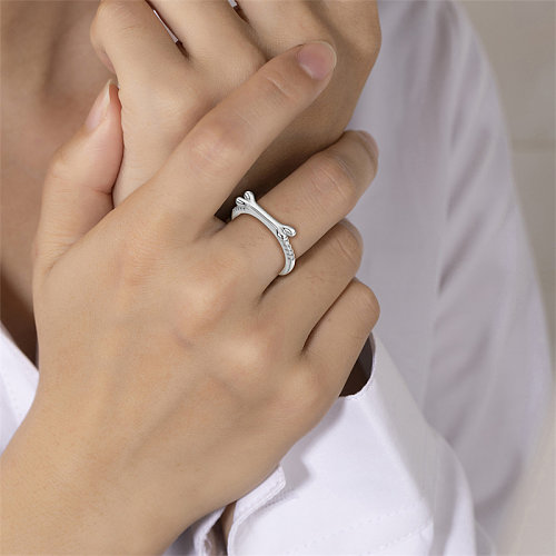 Elegant Simple Style Classic Style Unforgettable Copper Plating Inlay Zircon Silver Plated Open Rings
