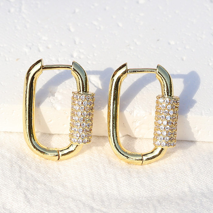 1 Pair Basic Retro Modern Style Geometric Plating Inlay Copper Zircon Earrings