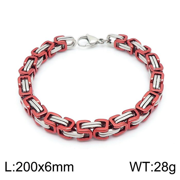Hip-Hop Rock Color Block Stainless Steel Titanium Steel Bracelets Necklace