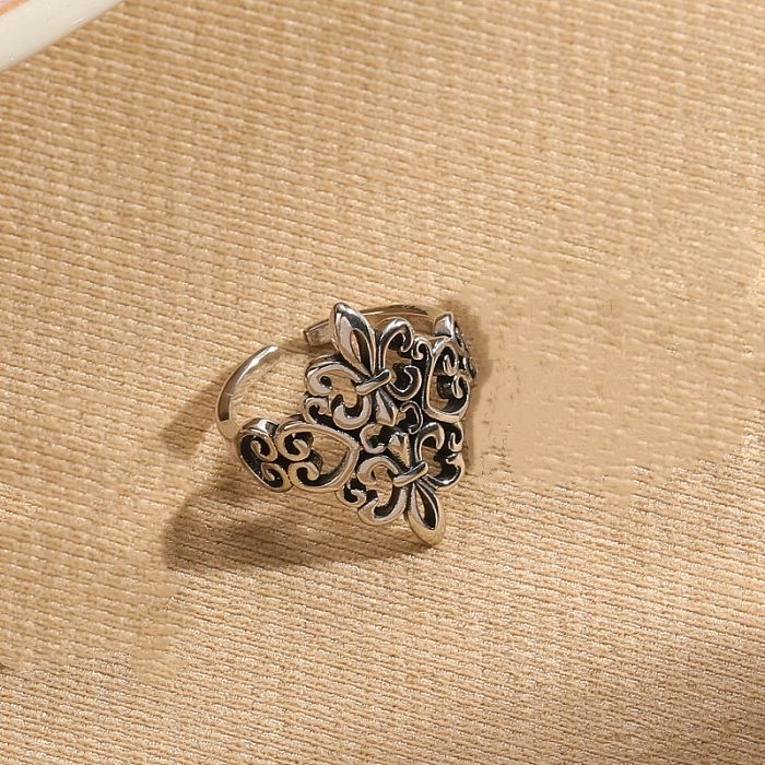 Offene Ringe im Retro-Stil mit geometrischer asymmetrischer Kupferbeschichtung und 14-Karat-Vergoldung