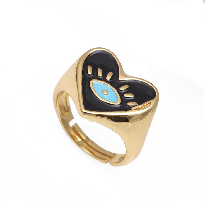 Fashion Geometric Heart Shape Copper Open Ring Inlay Zircon Copper Rings