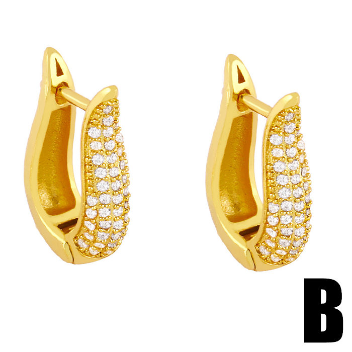 Boucles d'oreilles géométriques en Zircon et diamants pour femmes, boucles d'oreilles en cuivre