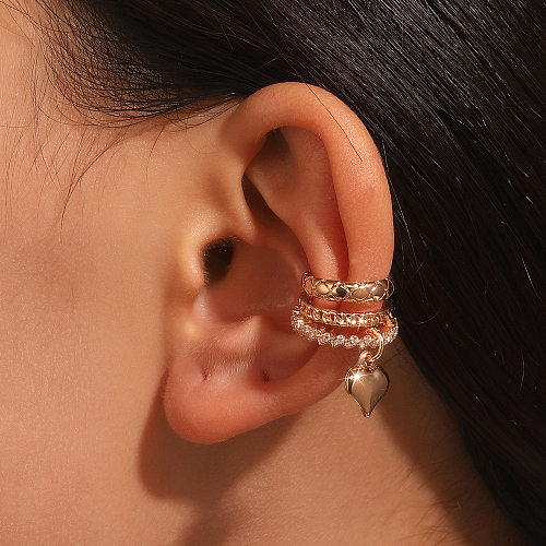 Clips d'oreille en Zircon plaqué cuivre en forme de cœur, 1 pièce
