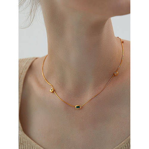 Retro Geometric Copper Plating Inlay Zircon Necklace