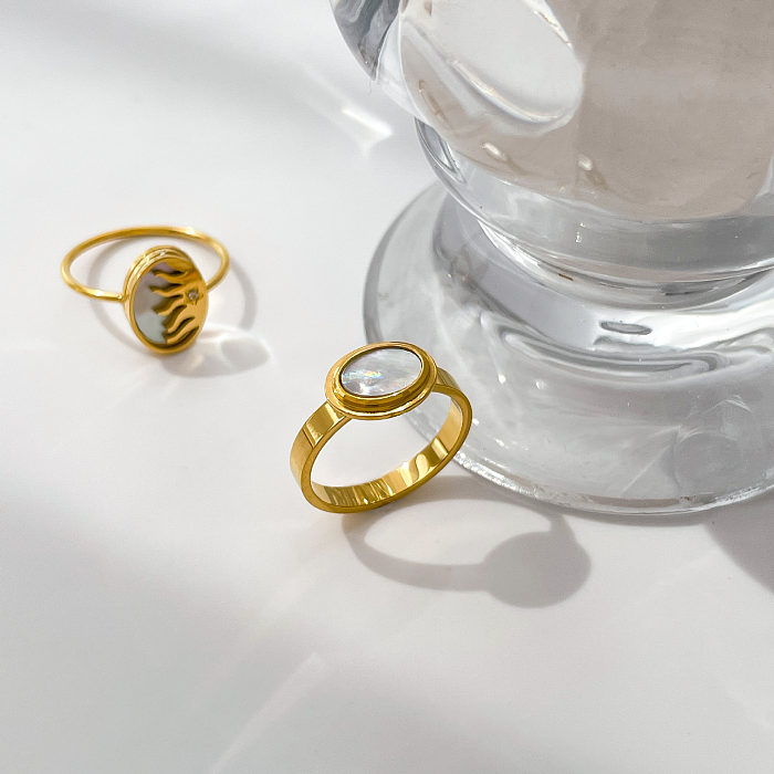 Süße herzförmige offene Ringe mit Titanstahlbeschichtung und Inlay-Shell