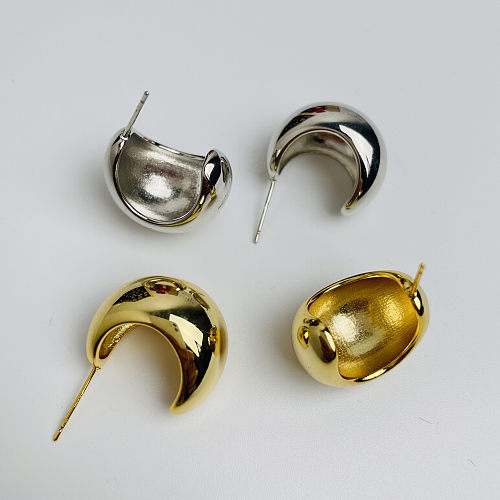 1 Pair Casual Streetwear C Shape Plating Copper Ear Studs