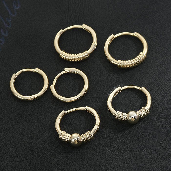 1 ensemble de boucles d'oreilles rondes en cuivre plaqué or, Style Simple, placage irrégulier