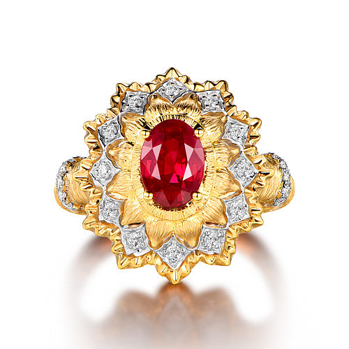 Anéis de diamante com incrustação de cobre estilo vintage flor 1 peça