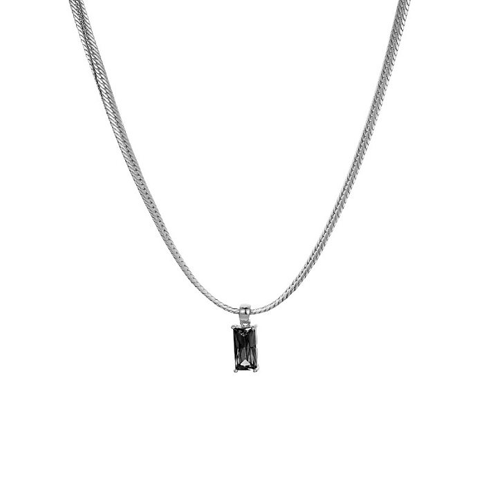 Modische rechteckige Kupfer-Zirkon-Halskette