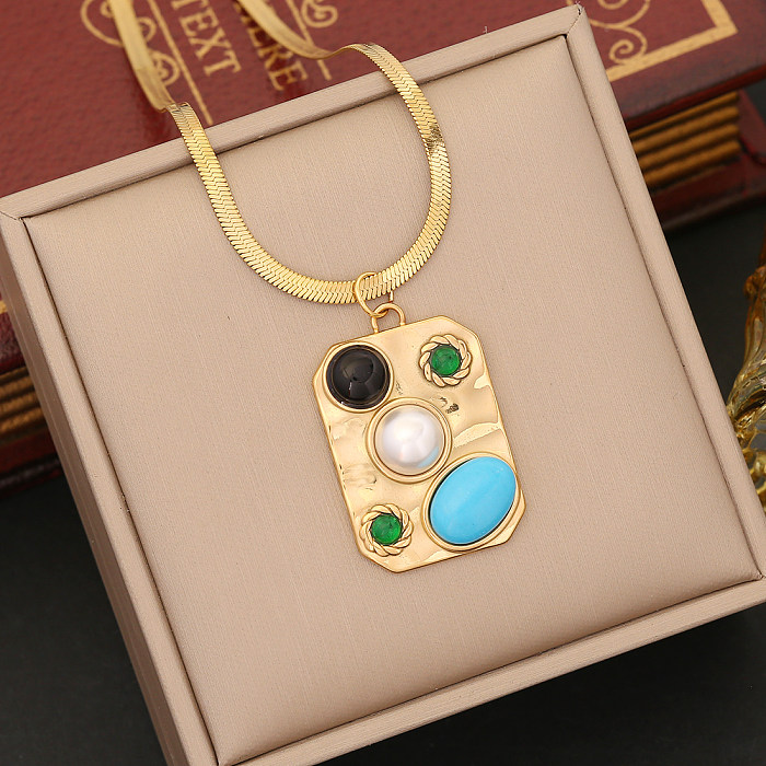 Bohemian Commute Irregular Stainless Steel Plating Inlay Turquoise Opal Rings Earrings Necklace