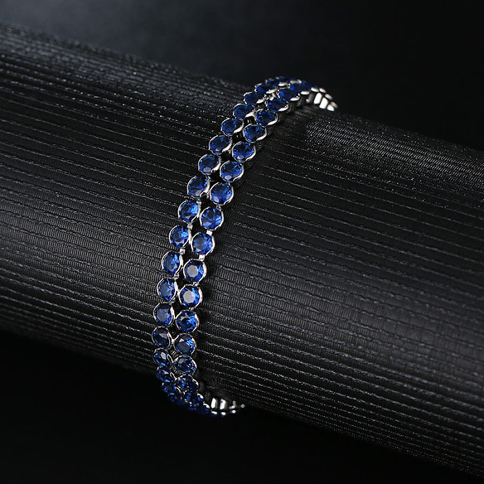 Bracelets de Zircon incrustés de placage de cuivre rond de style simple