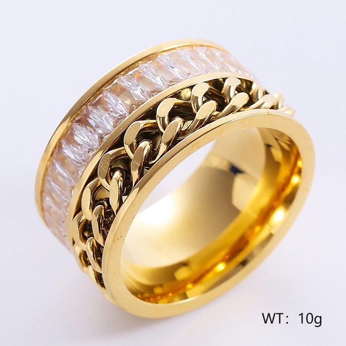 Elegant Romantic Color Block Stainless Steel Plating Zircon 18K Gold Plated Rose Gold Plated Rings