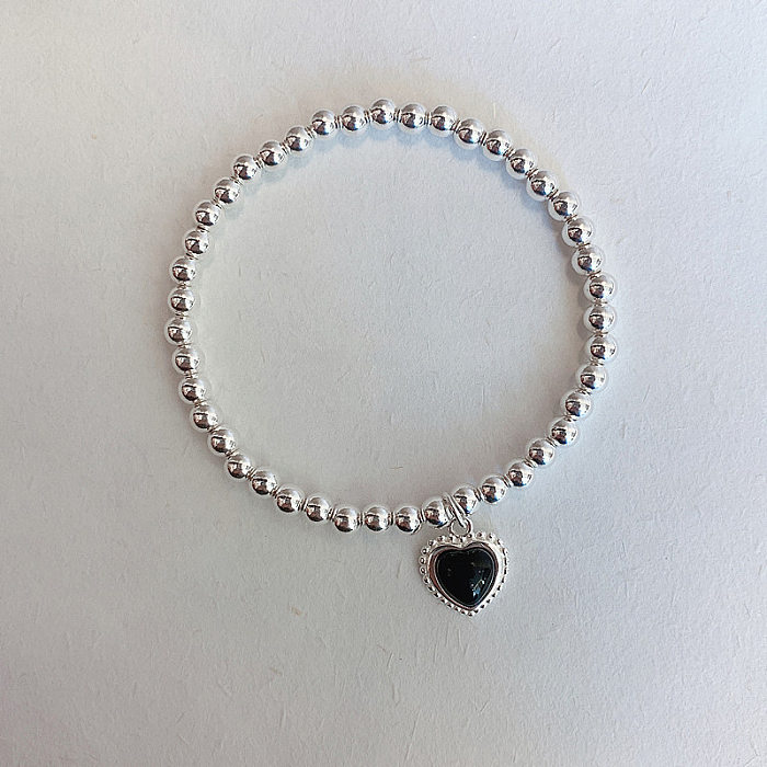 Simple Style Heart Shape Copper Beaded Inlay Agate Bracelets 1 Piece