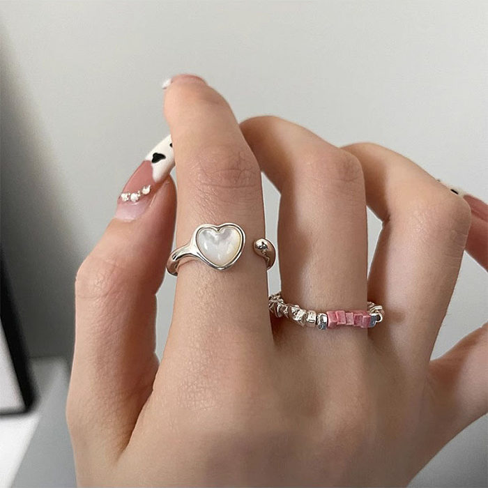 Anéis abertos de cobre em formato de coração estilo moderno