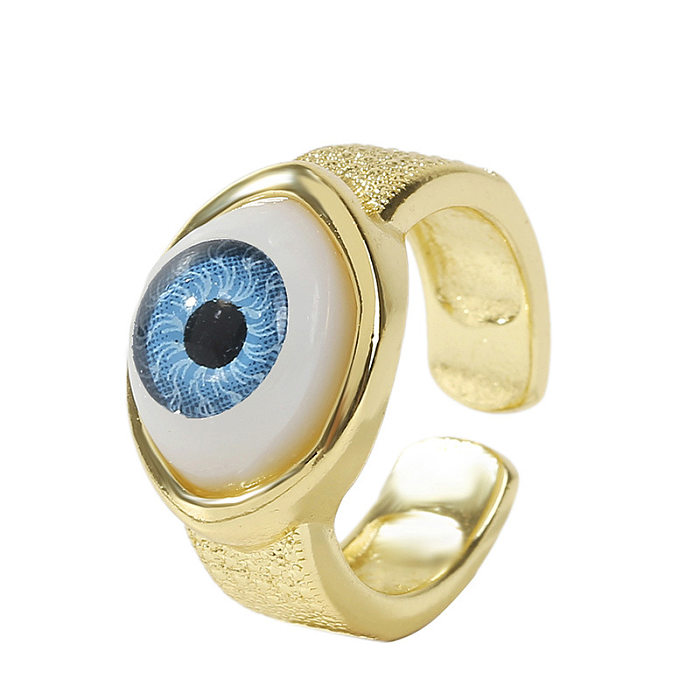 Mode Neue Galvanik Farbkonservierung Glas Augen Offen Jane Kupfer Ring Weibliche